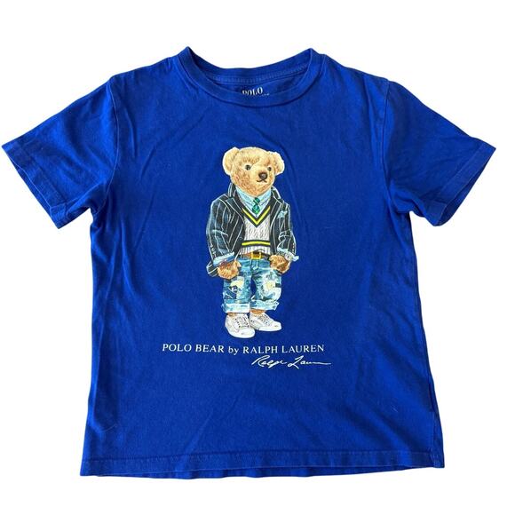 POLO RALPH LAUREN Bear Tee T-Shirt Kids Small 8 Classic Preppy - Picture 1 of 6
